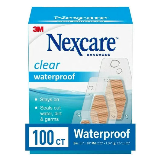 Nexcare Waterproof Design Adhesive Bandages Assorted Sizes Breathable 100 Count