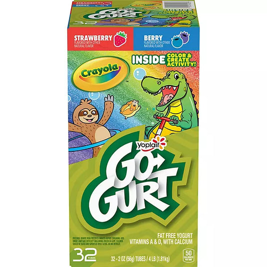 Yoplait Go-Gurt Kids Nonfat Yogurt Variety Pack (2 oz. tube, 32 ct.)