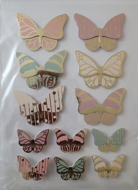 Pop-Up Butterflies Dimensional Gold Stickers Pack
